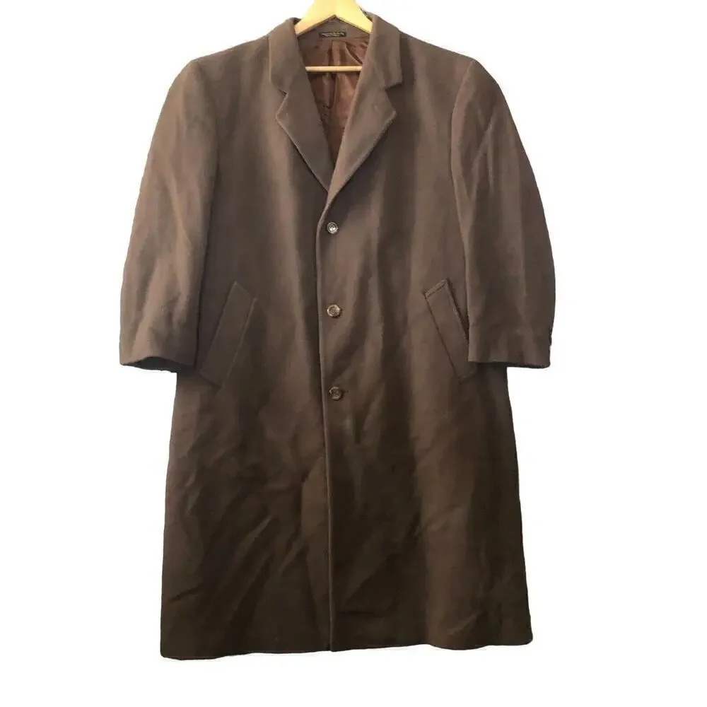 SILVER CLOUD wool/nylon/cashmere Blend Brown/Rust Dress overcoat size 46 Long